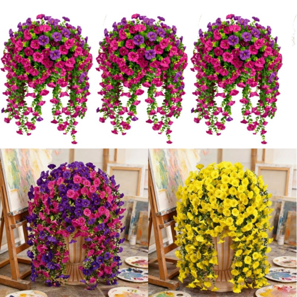 Artificial Rose Vine Hanging Garland 3pcs 216 Flowers - High-Density UV-Resistant Faux Rose Flower Vines with Realistic Roses & Foliage for Garden, Wedding, Porch, Terrace & Wall Decor, Multiple Colors
