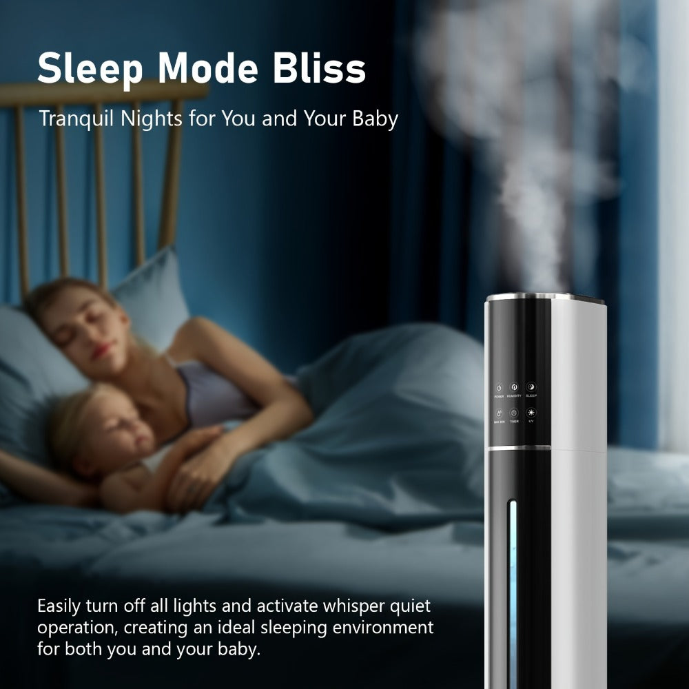 Cool Mist Humidifier 2.4 Gallon Top Fill with Smart Humidity Control Sleep Mode Soundwave Technology for Large Rooms Bedroom Office Plants 600ft2