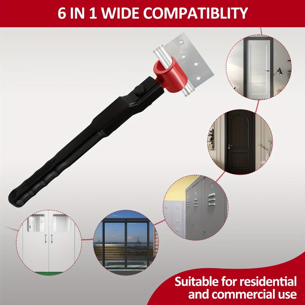 Door Hinge Adjustment Tool Kit 6-in-1 - Heavy Duty Steel Hinge Bender Wrench Set for Precise Door Gap Adjustment, Residential & Commercial Use, One-Piece Construction