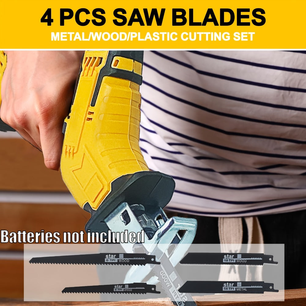 Reciprocating Saw Brushless Cordless for DeWalt 20V Battery ¨C 0-3500 SPM Variable Speed, Tool-Free Blade Change, 4 Saw Blades Included, for Wood, Metal & PVC Cutting (Battery Not Included)