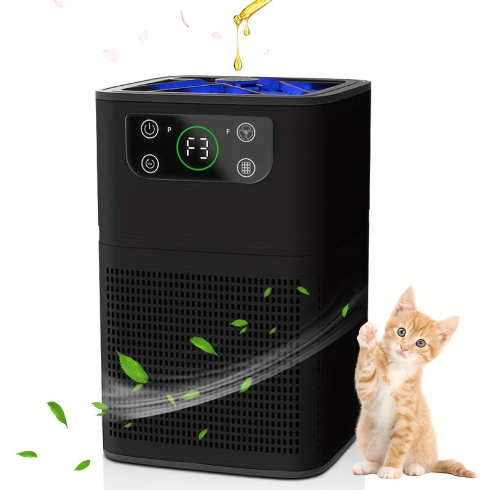 HEPA Air Purifier with Aromatherapy Function for Pets Dust Odor Smoke, Quiet Sleep Mode Air Cleaner for Bedroom Office Living Room, Small Portable Room Air Purifier with Essential Oil Diffuser