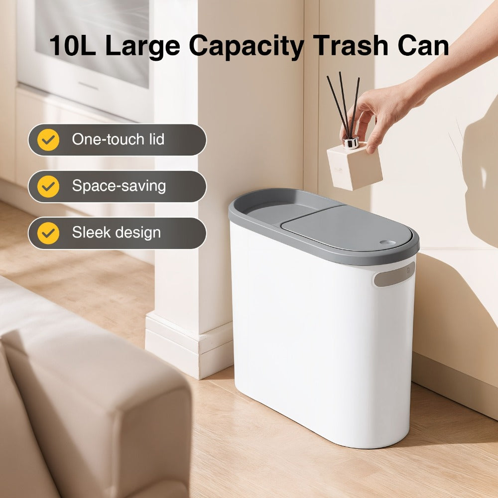 Small Bathroom Trash Can with Built-In Handles Rustproof Space Saving Plastic Waste Bin for Bathroom Laundry Office Includes Trash Bags