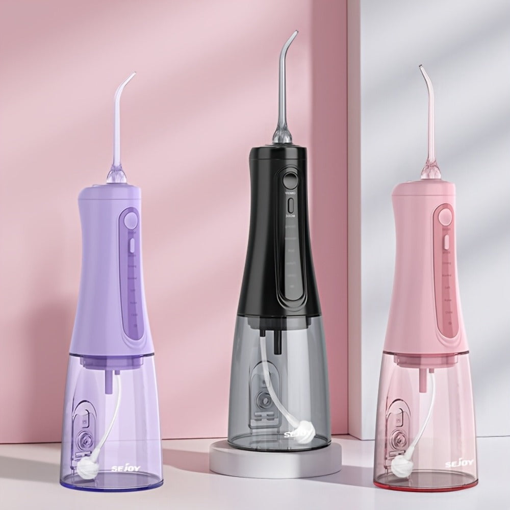 Cordless Water Flosser Dental Oral Irrigator - 5 Cleaning Modes, 5 Jet Tips, Rechargeable Wireless Teeth Cleaner for Deep Gum Care, Plaque Removal & Braces, Home & Travel Dental Gift