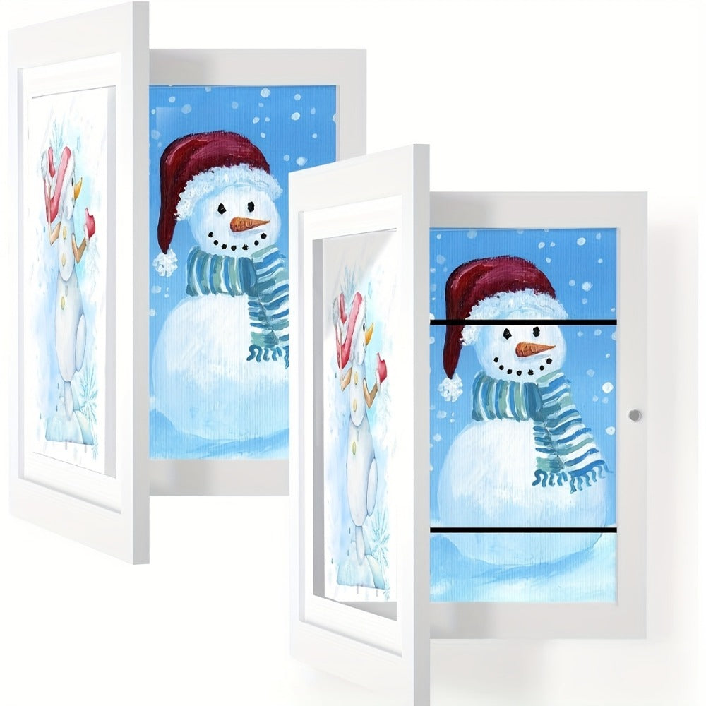 Kids Artwork Frame Front Opening Changeable 8.5x11 Children Art Display Picture Frame Holds 100+ Pieces for Drawing Crafts Photos 2 Pack 4 Pack Wood White
