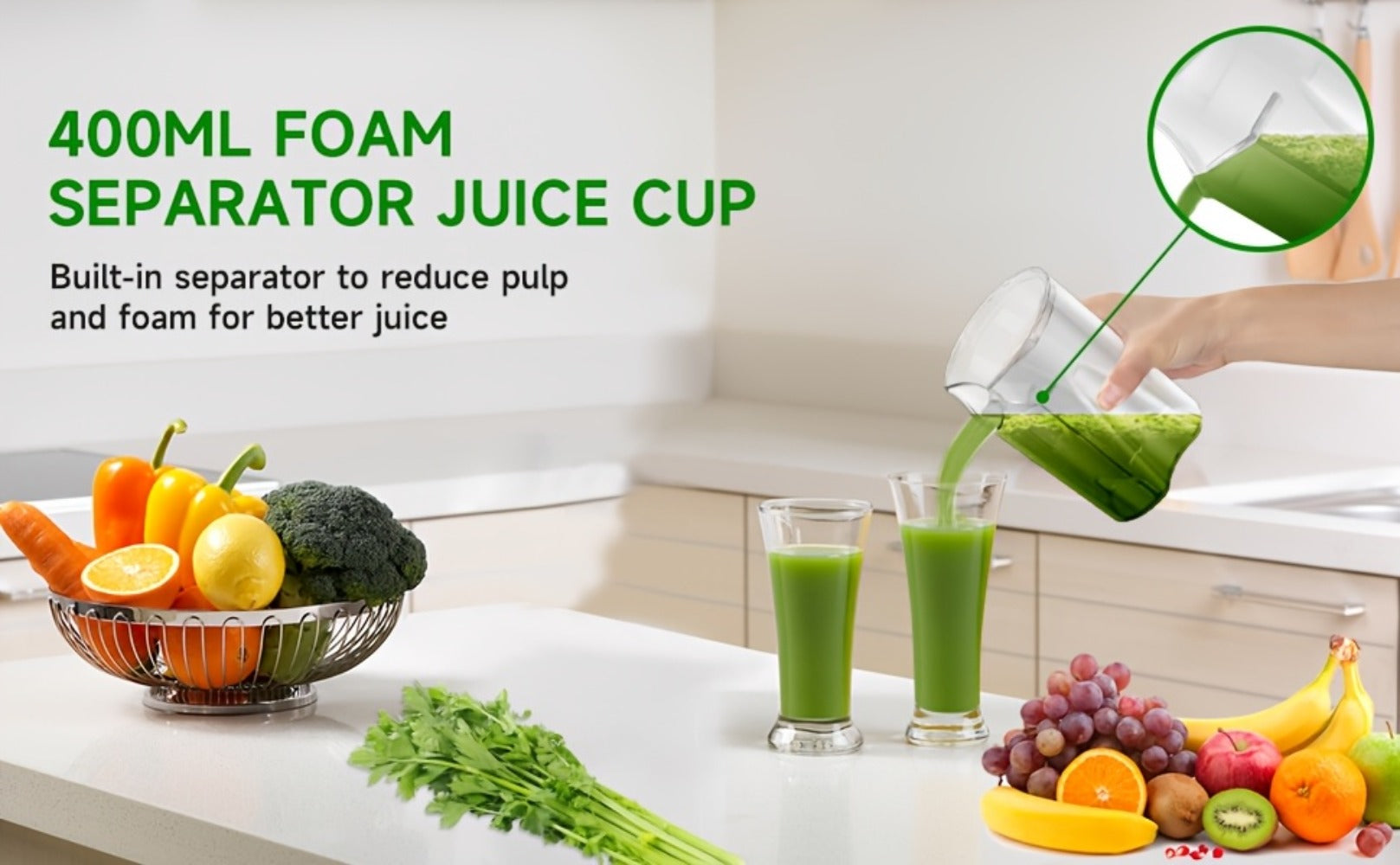 Centrifugal Juicer Machine 500W Wide 3¡± Feed Chute for Whole Fruits & Vegetables - Dual Speed, High Juice Yield, Stainless Steel, Dishwasher Safe Detachable Parts, Easy Clean Juicer for Healthy Living