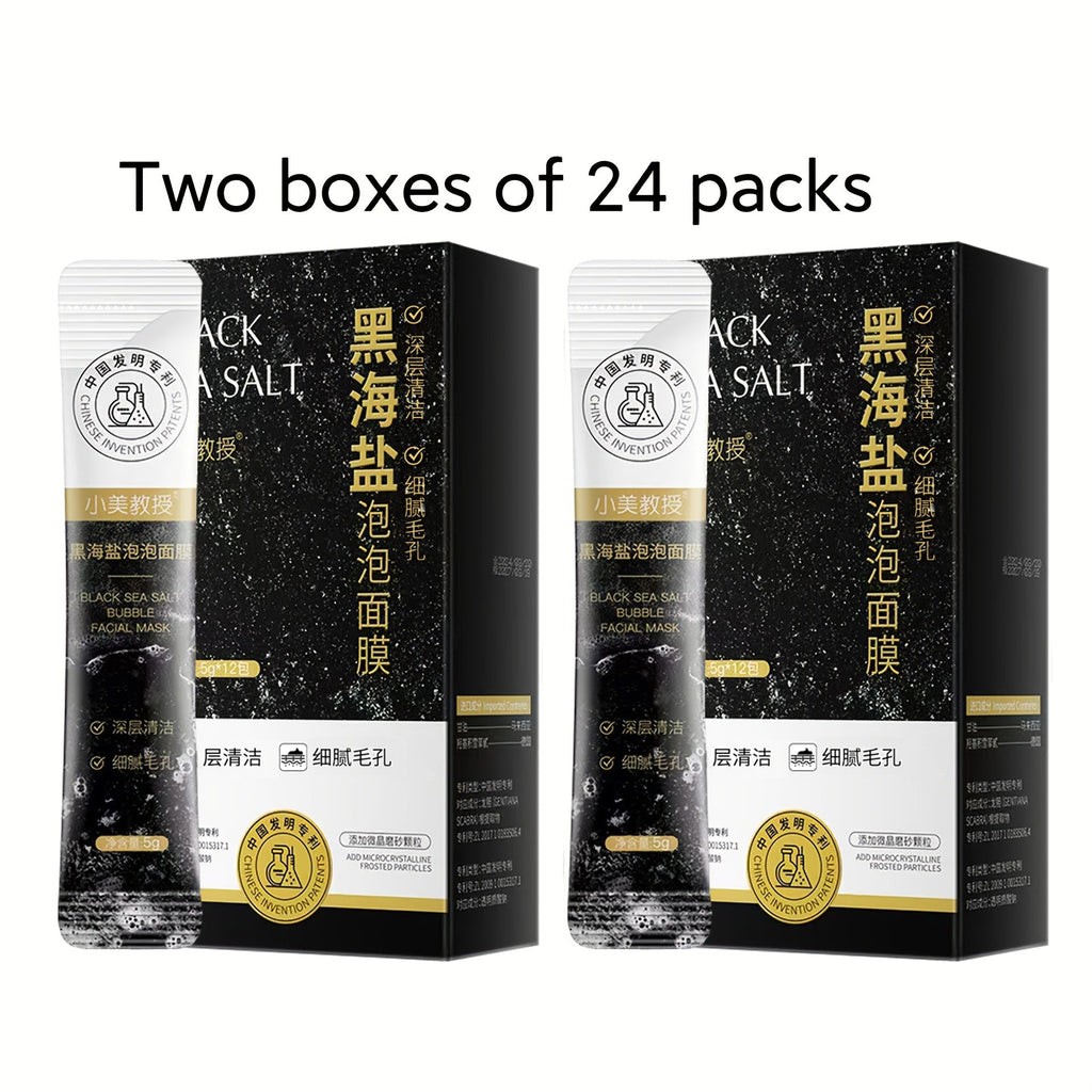 Black Sea Salt Bubble Mask with Nicotinamide, Moisturizing Foam Mud Mask Alcohol-Free for All Skin Types, Unisex Deep Cleansing Pore Purifying Face Mask ¨C Individual Portable Packs for Travel (12/24/36 Pack)