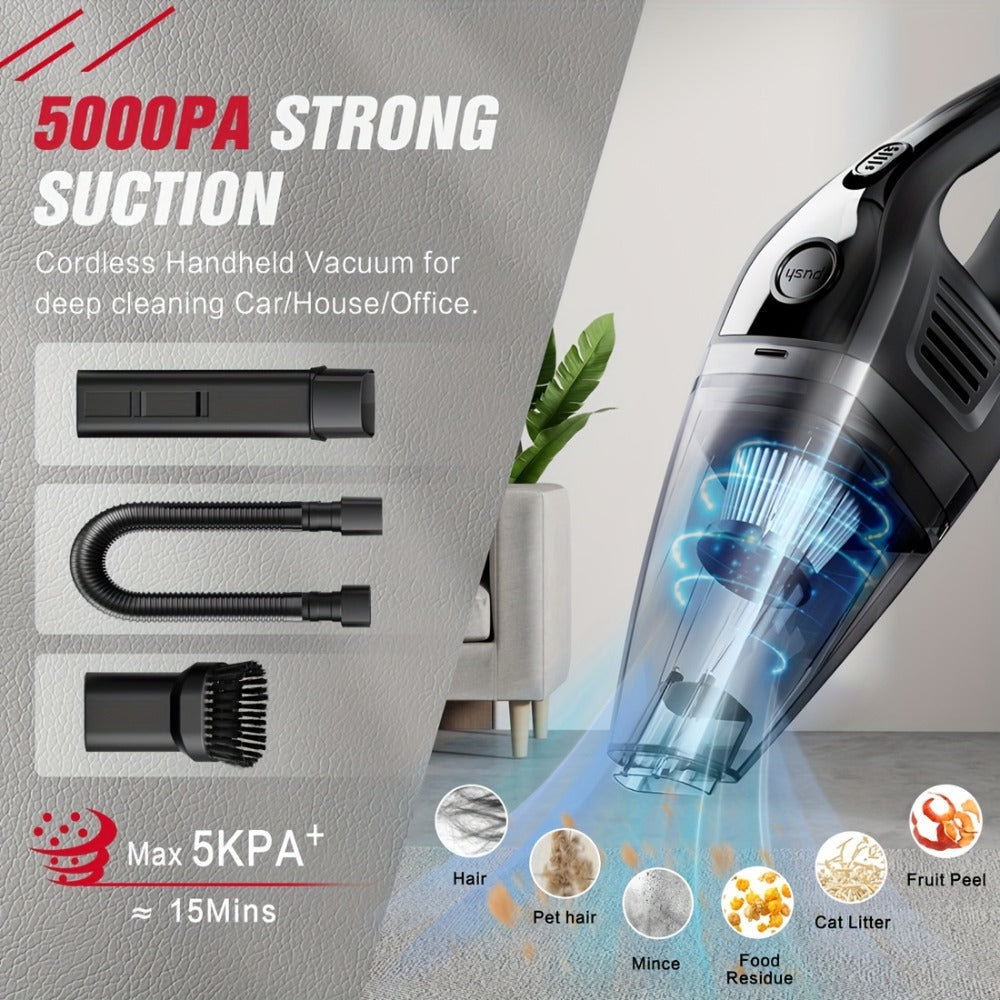 Cordless Handheld Vacuum Cleaner 5KPa 40dB Quiet Lightweight Rechargeable with Crevice Tool for Home Kitchen Car Office Pet Hair