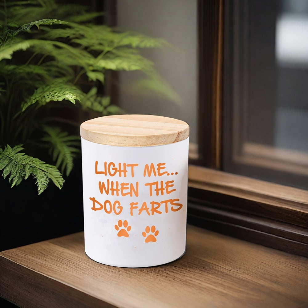 Funny Dog Mom Gift Lavender Scented Soy Wax Candle Engraved Glass Jar with Crystal 12Hr Burn Unique Dog Lover Birthday Christmas Mothers Day Gift for Women Light Me When Dog Farts