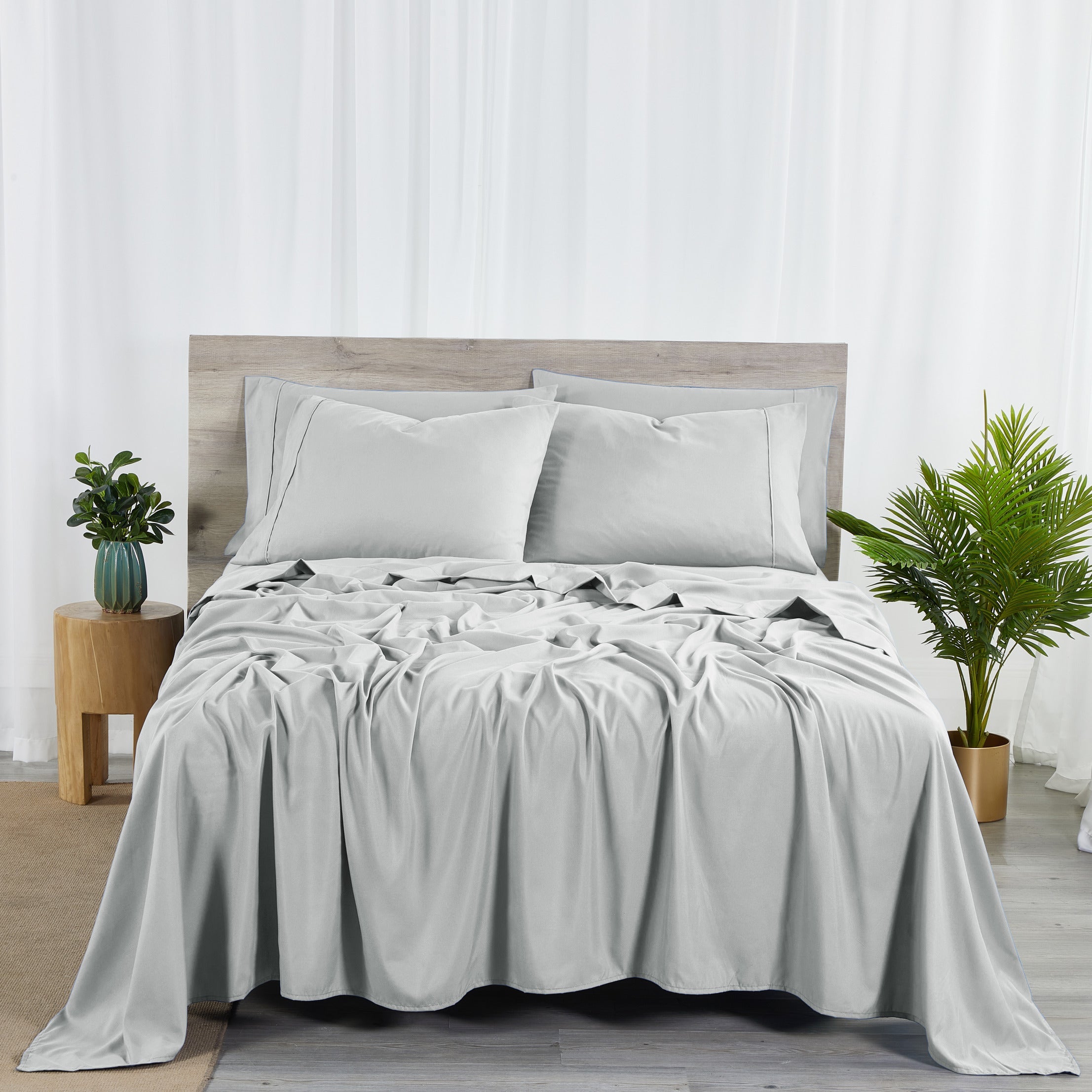 Bamboo Blend 6-Piece Sheet Set ¨C 2000 Thread Count SnugGrip Fitted Sheet 16¡± Deep Pocket Soft Wrinkle Resistant Twin Full Queen King Cal King