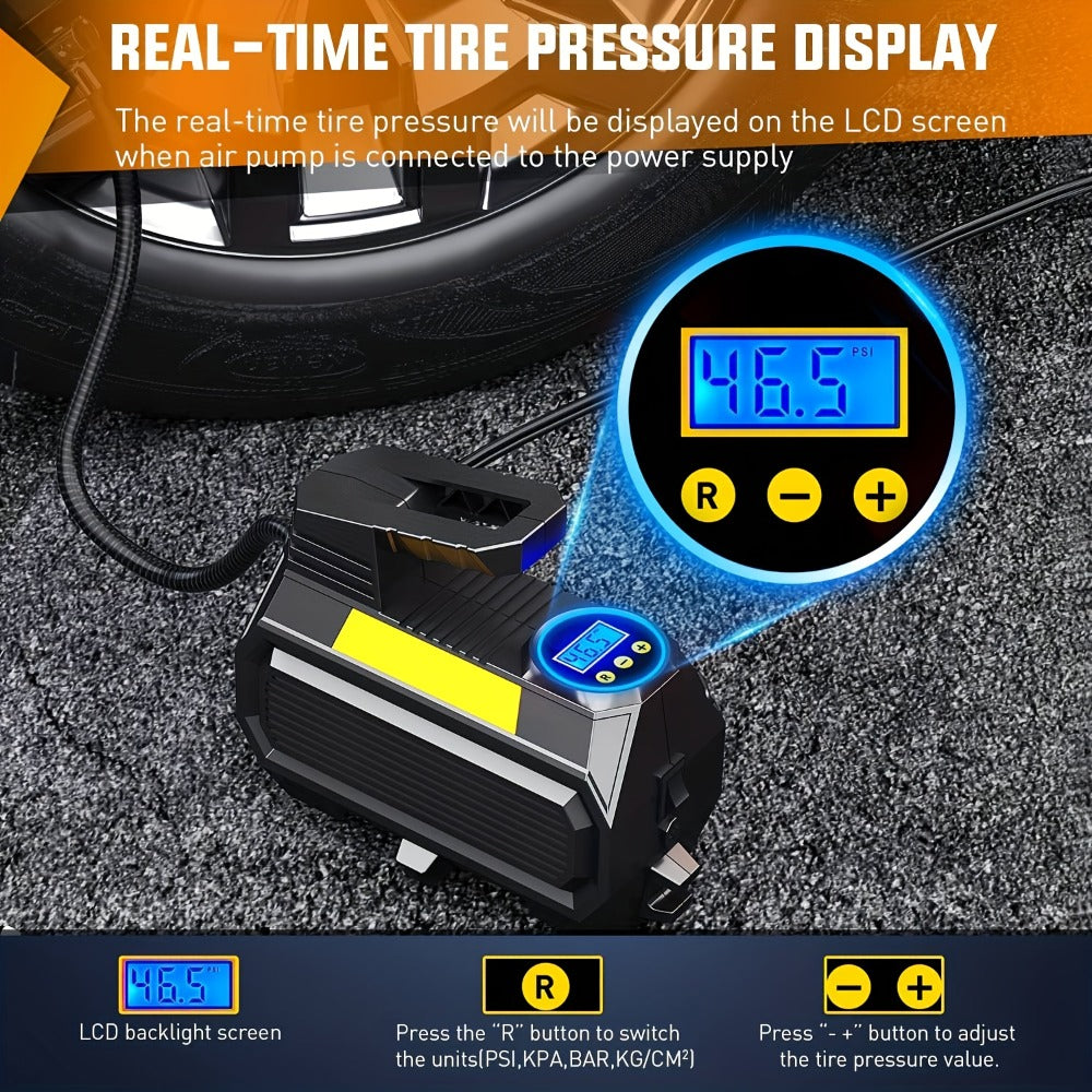 Portable Tire Inflator Air Compressor 12V DC 150PSI ¨C Auto Shut-Off Digital Pressure Gauge LED Light Air Pump for Car SUV ATV Bicycle Motorcycle Balls