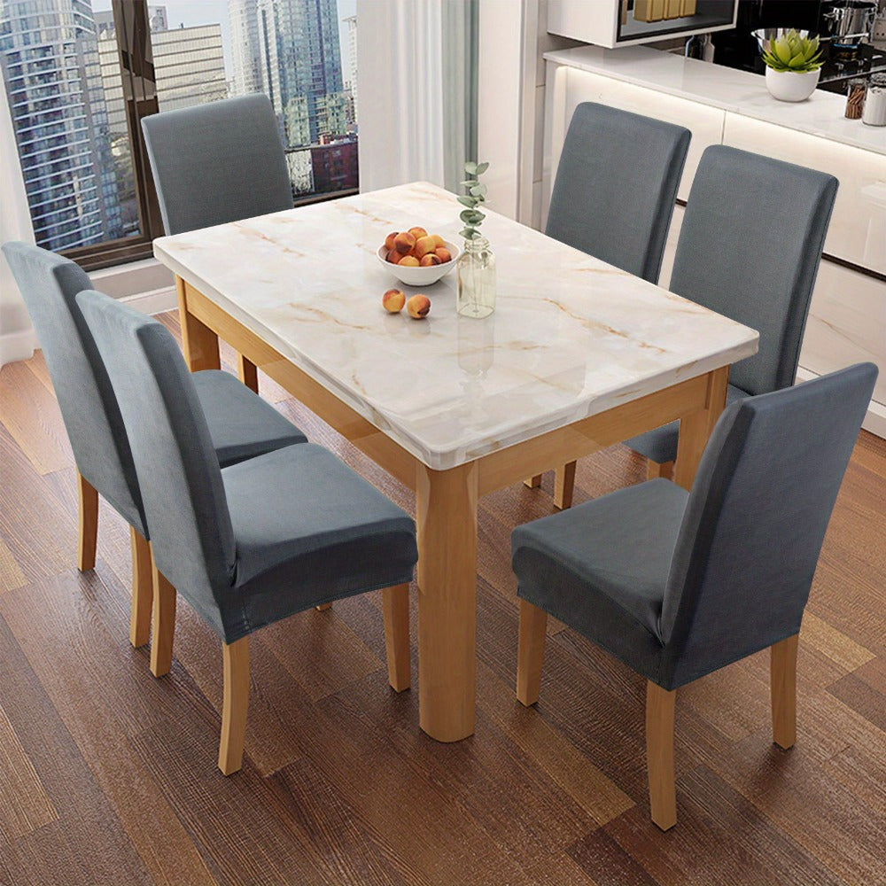 Stretch Dining Chair Covers Set | Elastic Jacquard Slipcovers for Dining Room Kitchen Wedding Office, 4pcs or 6pcs, 9 Colors, Washable Furniture Protector