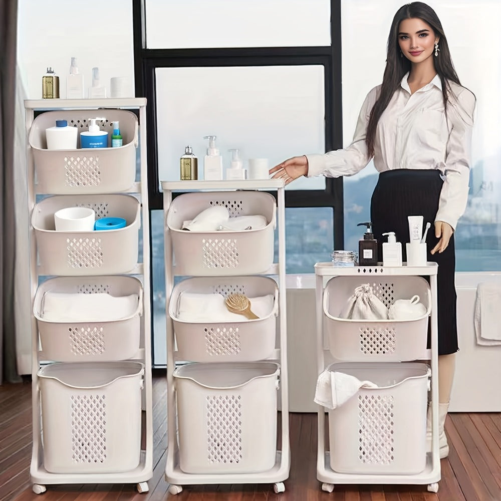 Rolling Laundry Hamper Cart with Wheels Multi-Tier | Large Capacity Laundry Basket with Removable Baskets | Wheeled Laundry Organizer for Laundry Room Bathroom Bedroom