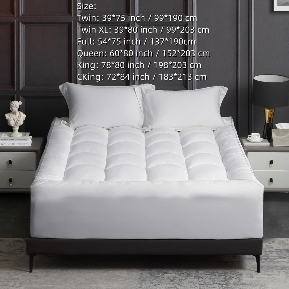 Cooling Mattress Topper Plush Pillow Top Down Alternative Overfilled 8-21 Inch Deep Pocket Machine Washable Twin Twin XL Full Queen King California King