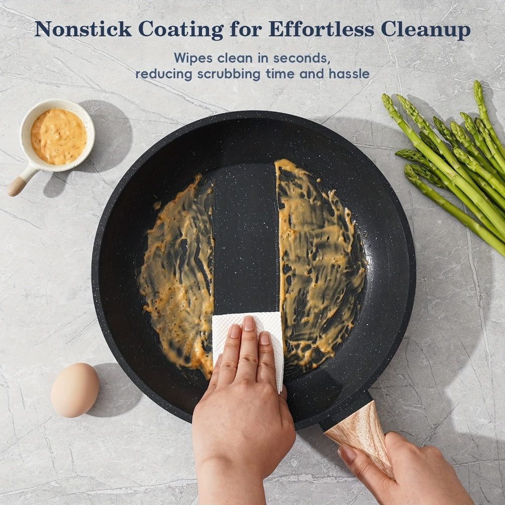 Pots and Pans Set 12-Piece Non-Stick Kitchen Cookware ¨C Complete Cooking Set with Frying Pan | Durable Even-Heating Non-Stick Coating | Available in Black & White | Home Kitchen Essentials