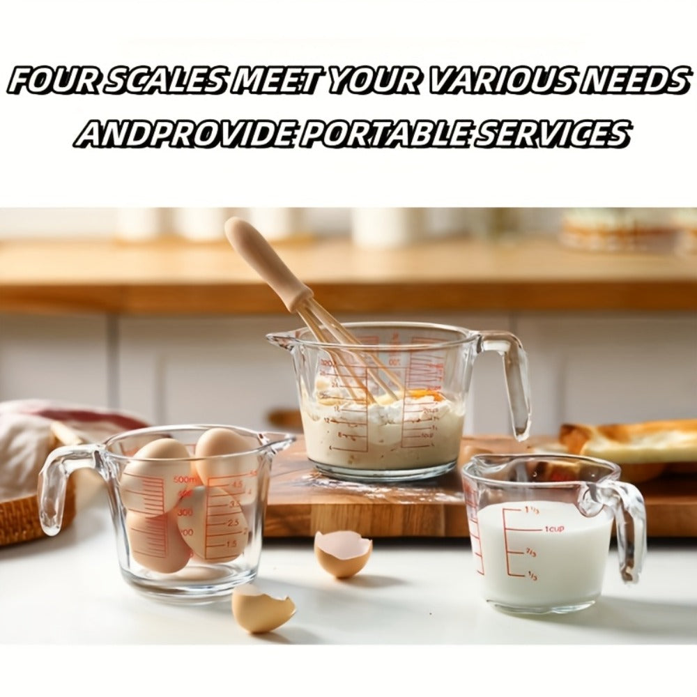 Glass Measuring Cups Set ¨C Food Grade Borosilicate Measuring Cup with Handle & Spout, Microwave & Oven Safe, for Home Baking, Cooking & Kitchen Use, Available in 10oz, 17oz, 34oz & 3-Piece Set