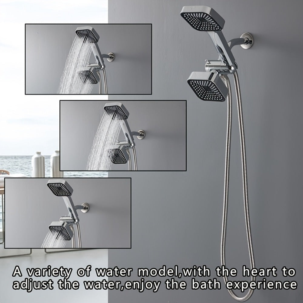 Handheld Shower Head Kit 4 Inch High Flow with Long Hose 3-Way Diverter Dual Purpose Shower Spray Assembly Wall Mount Bathroom Shower Fixtures Silver Black