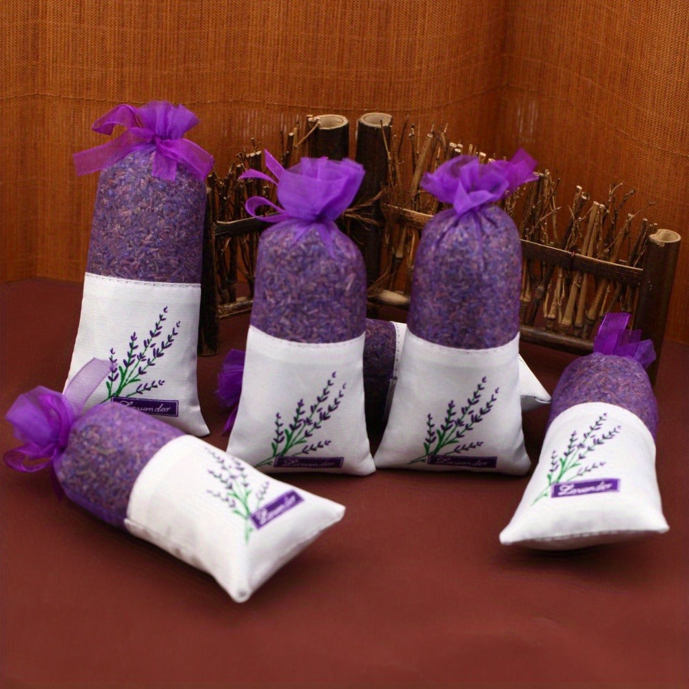 Lavender Scented Sachets Bags for Drawer Wardrobe Closet Car Fragrance - 5A Grade Fresh Purple Lavender Aroma Home Freshener Moth Repellent Gift Set 5pcs or Trial Pack