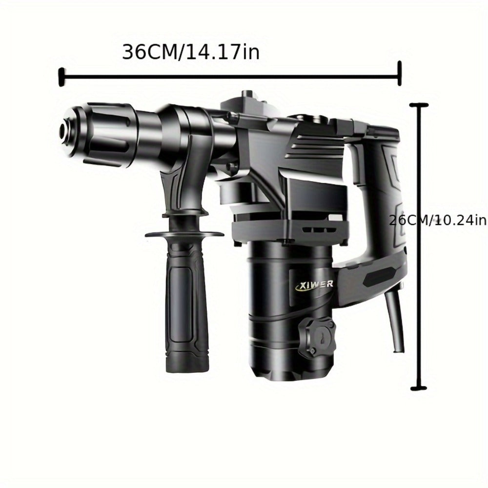 Hammer Drill 1100W 3-in-1 Multi-Function Electric Drill, Rotary Hammer & Chisel, Variable Speed, Heavy Duty for Concrete Wall Wood Metal Drilling, Includes Drill Bits, Accessories & Tool Box