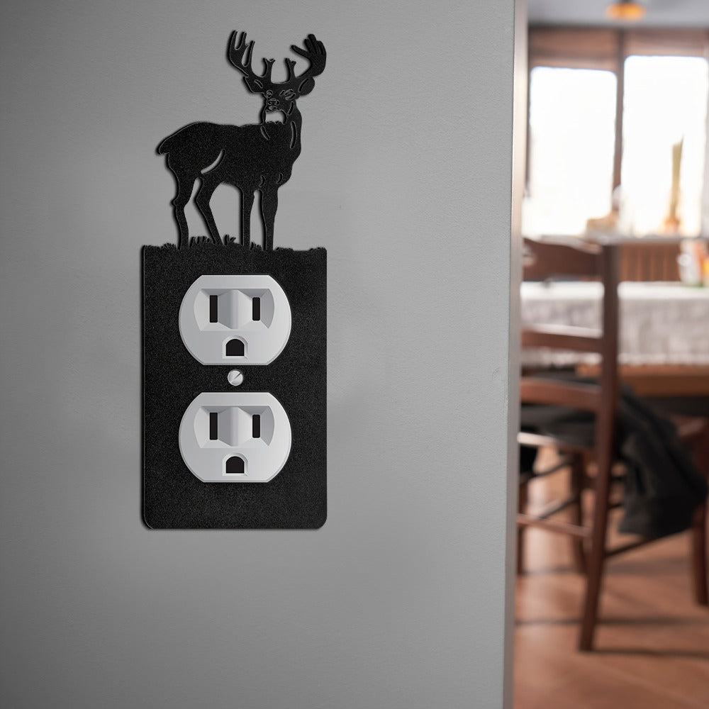 Light Switch Cover Plates 6 Pack Metal Bear Moose Trees Mountains Rustic Cabin Nature Theme Single Gang Wall Plate 2.75 x 6.69 Inch for Home Bedroom Living Room Cabin Lodge Decor