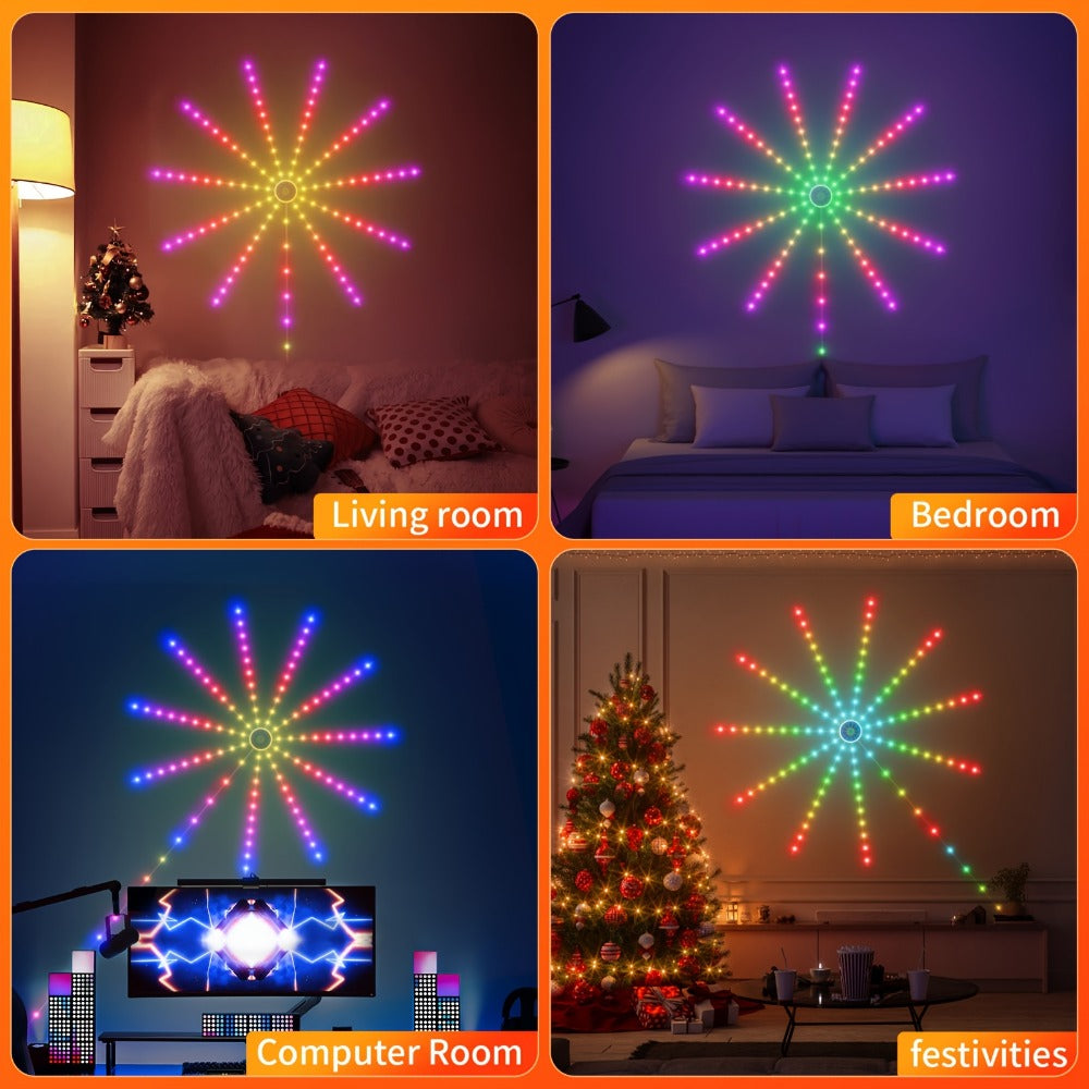 LED Fireworks Light Strip RGB Color Changing - Smart Ambient Light Bar with Infrared Remote Control & Music Sync, 16 Million Colors for Bar, Party, Christmas, Halloween & Home Room Decoration