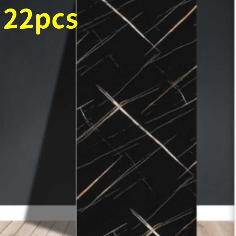 Self-Adhesive Waterproof PVC Wall Sticker 22pcs Peel and Stick Marble Boho Wallpaper 11.81x23.62in Oil Resistant for Kitchen Bathroom Living Room Bedroom Decor