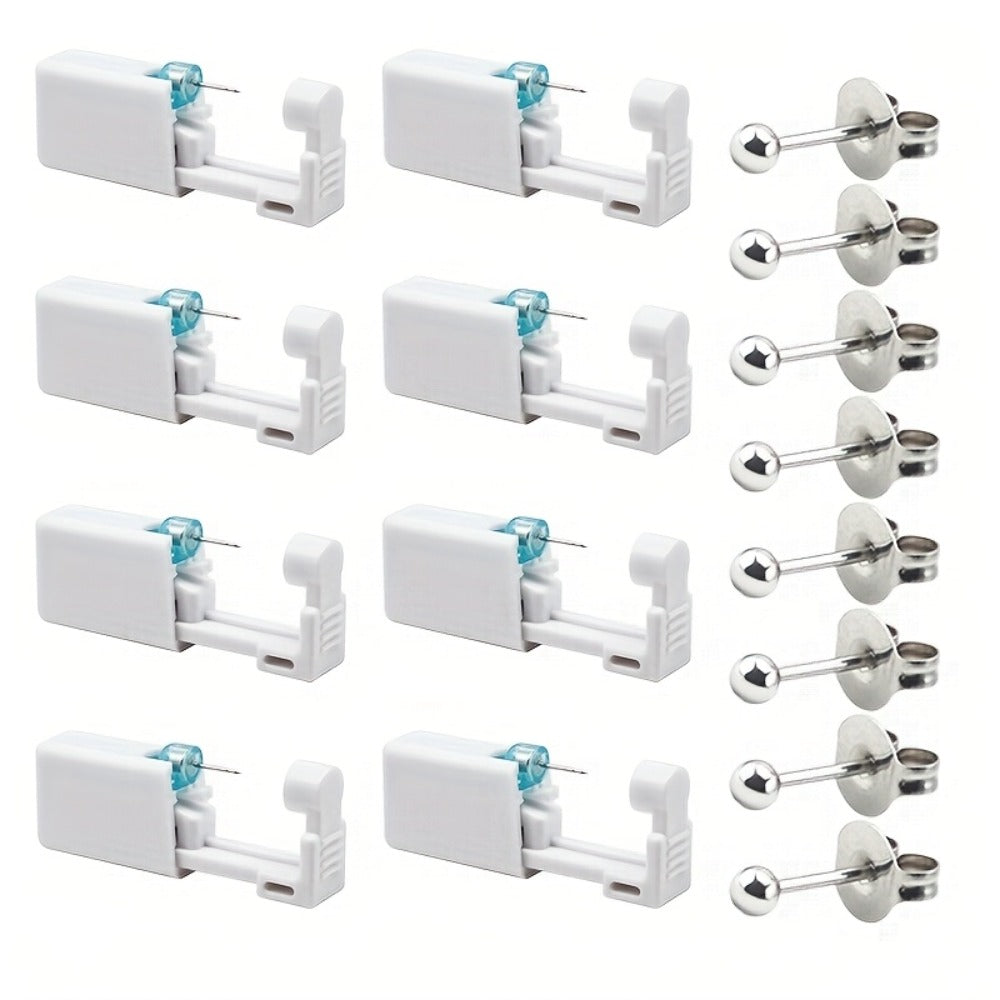 Ear Piercing Kit ¨C 8 PCS Disposable Self Piercing Gun with 316 Stainless Steel Earrings, Safe & Easy Home Ear Piercing Tool for Family & Party Use