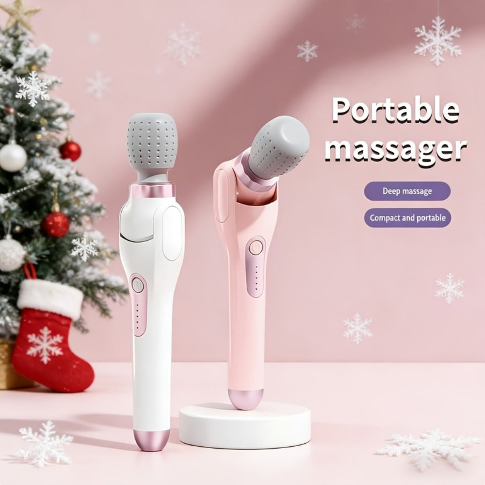 Electric Handheld Massager 180¡ã Foldable Massage Stick | 5-Speed Vibration USB Rechargeable Rotating Head | Full Body Relief Neck Back Shoulder Leg Waist | Portable Cordless Massager Gift for Women Men