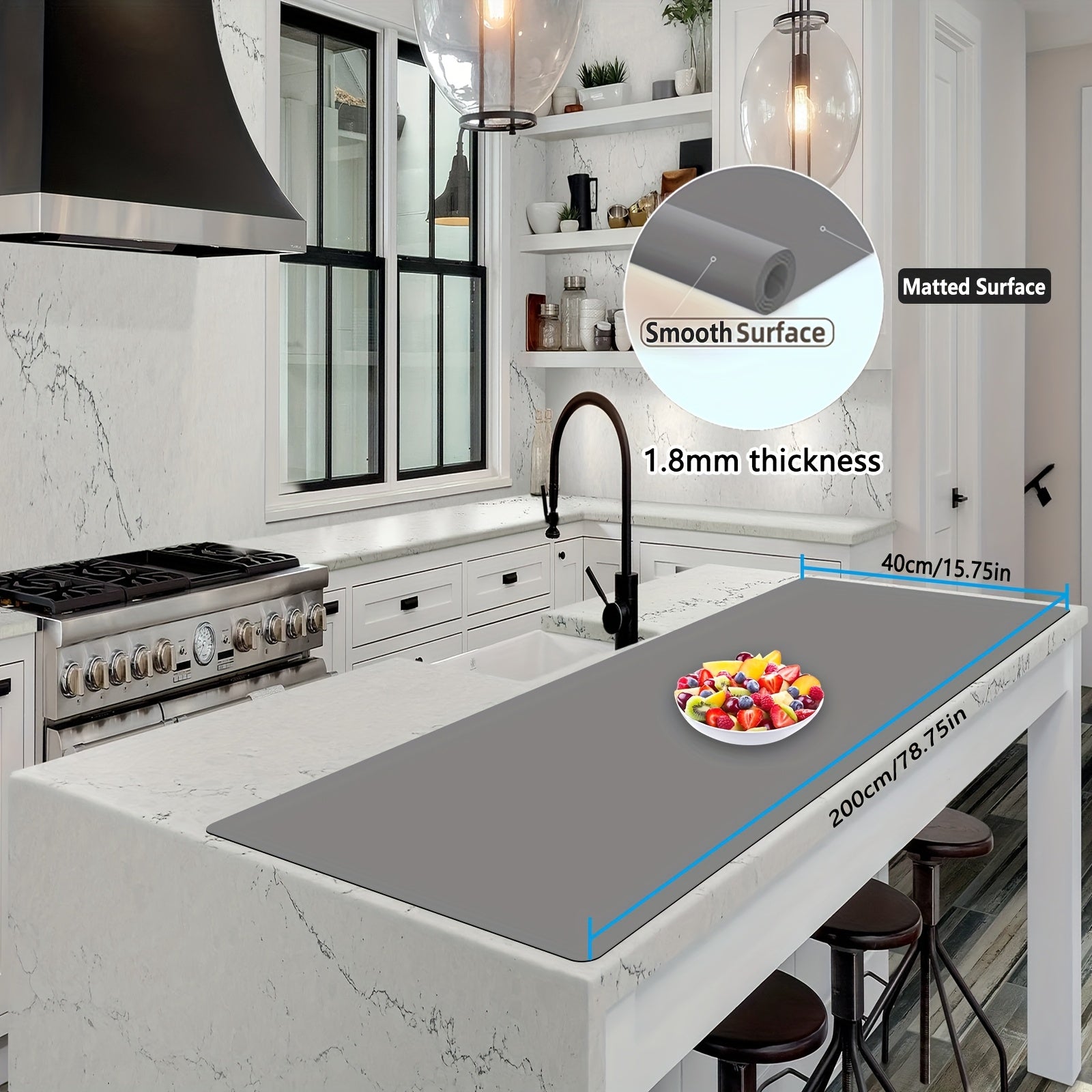 Extra Large Silicone Mat for Kitchen Counter ¨C Nonslip Heat Resistant Countertop Protector, Nonstick Waterproof Craft Mat & Placemat, Multiple Sizes & Colors