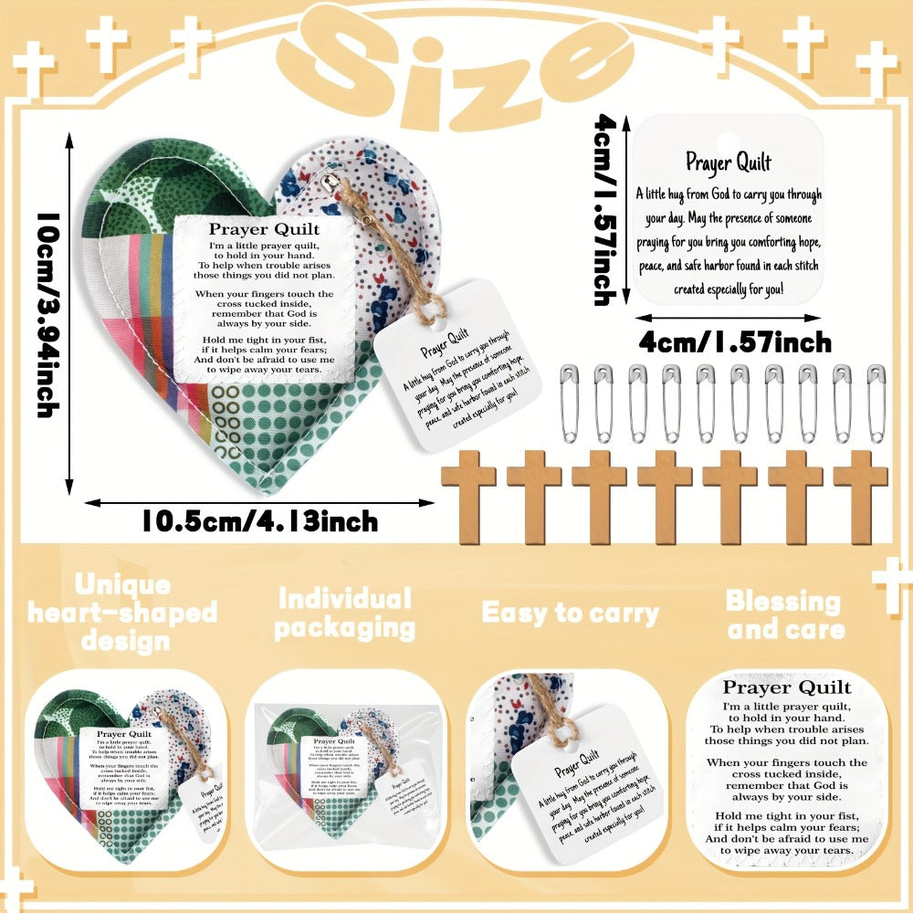 Mini Prayer Quilts 24pcs ¨C Christian Sympathy Gift Set with Cross Heart Pocket & Bible Verse Scripture Panels for Women, Baptism, Hospital Visits, Mother¡¯s Day & Religious Keepsakes