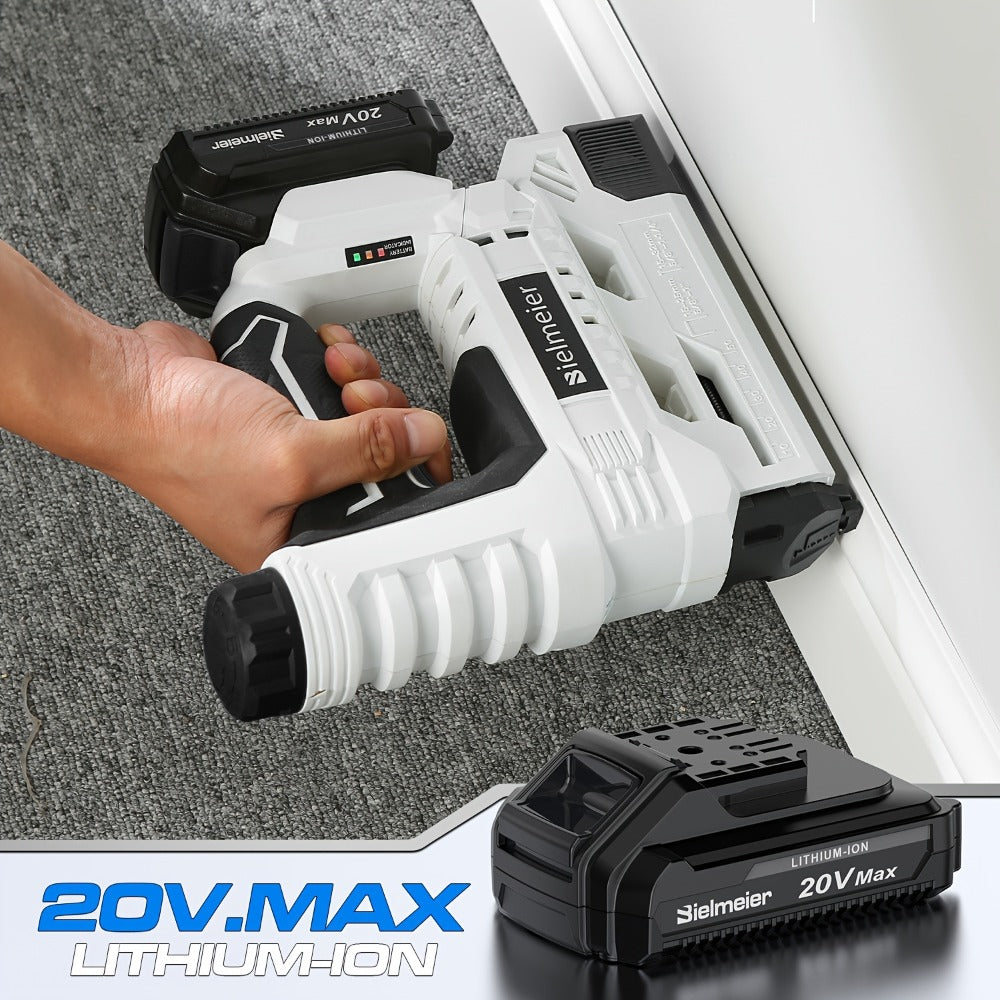 Cordless Stapler Brad Nailer 2-in-1 4V / 20V No Compressor ¨C Lightweight with Battery, Charger & 1600pcs Nails & Staples, for Carpentry, Home Improvement, Upholstery & DIY ¨C Multiple Colors & Upgrade Versions