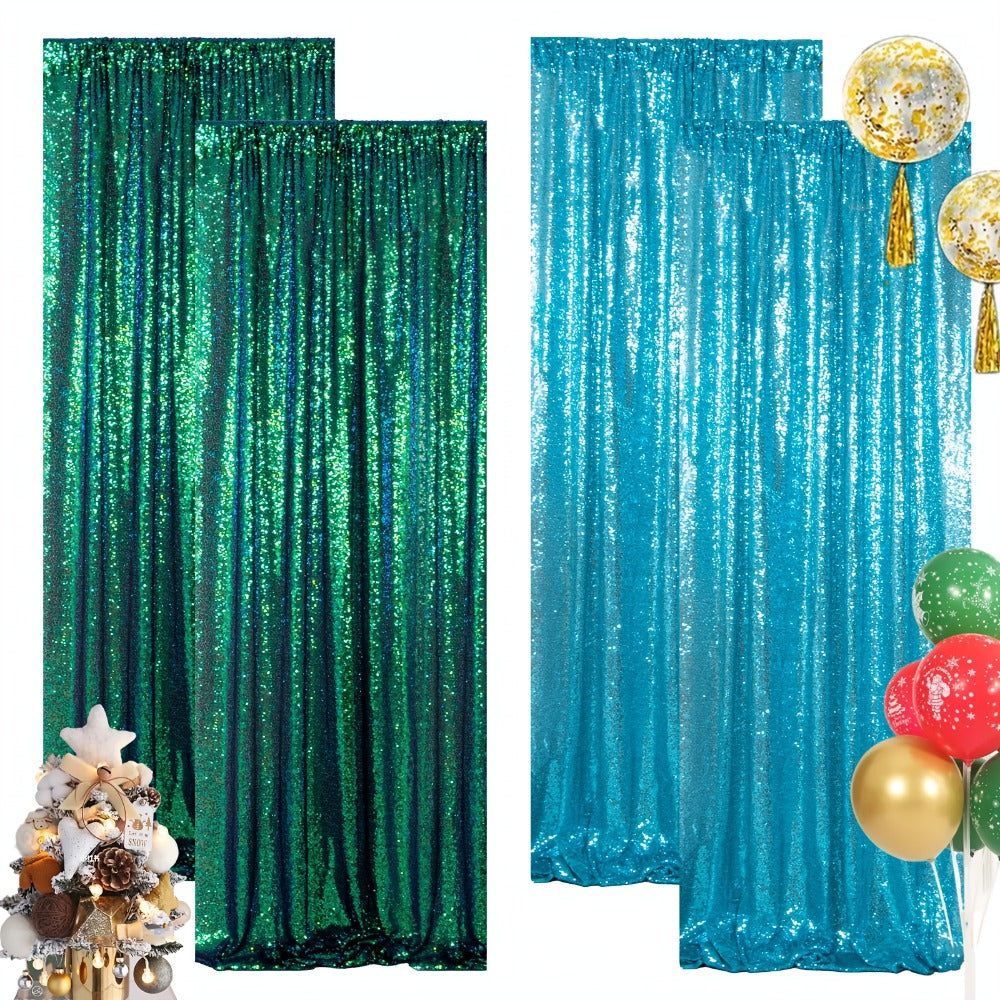 Sequin Backdrop Curtain for Party Wedding - 4x8ft Shimmering Glitter Curtain for Birthday Photo Booth Stage Decoration, Easy Hang, Multi-Color