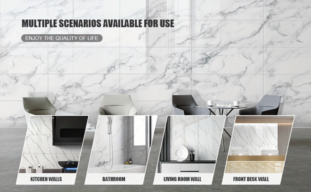 Peel and Stick Wall Panels Marble Pattern Self-Adhesive PVC Wall Tiles Waterproof Backsplash Stickers for Kitchen Bathroom Living Room Home Decor 20/40Pcs