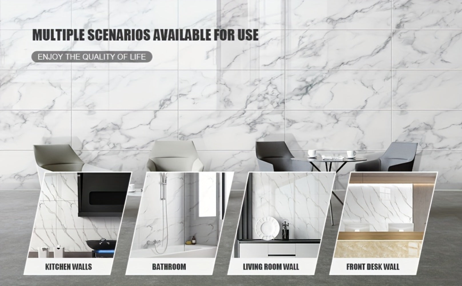 Peel and Stick Wall Panels Marble Pattern Self-Adhesive PVC Wall Tiles Waterproof Backsplash Stickers for Kitchen Bathroom Living Room Home Decor 20/40Pcs