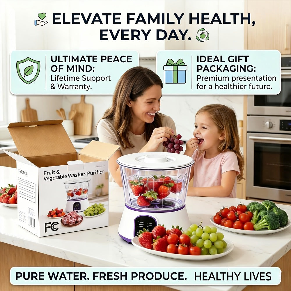Fruit and Vegetable Cleaner Machine Ultrasonic Purifier Multifunctional Household Food Cleaning Device Rechargeable for Removing Pesticides Bacteria Single Dual Battery Options