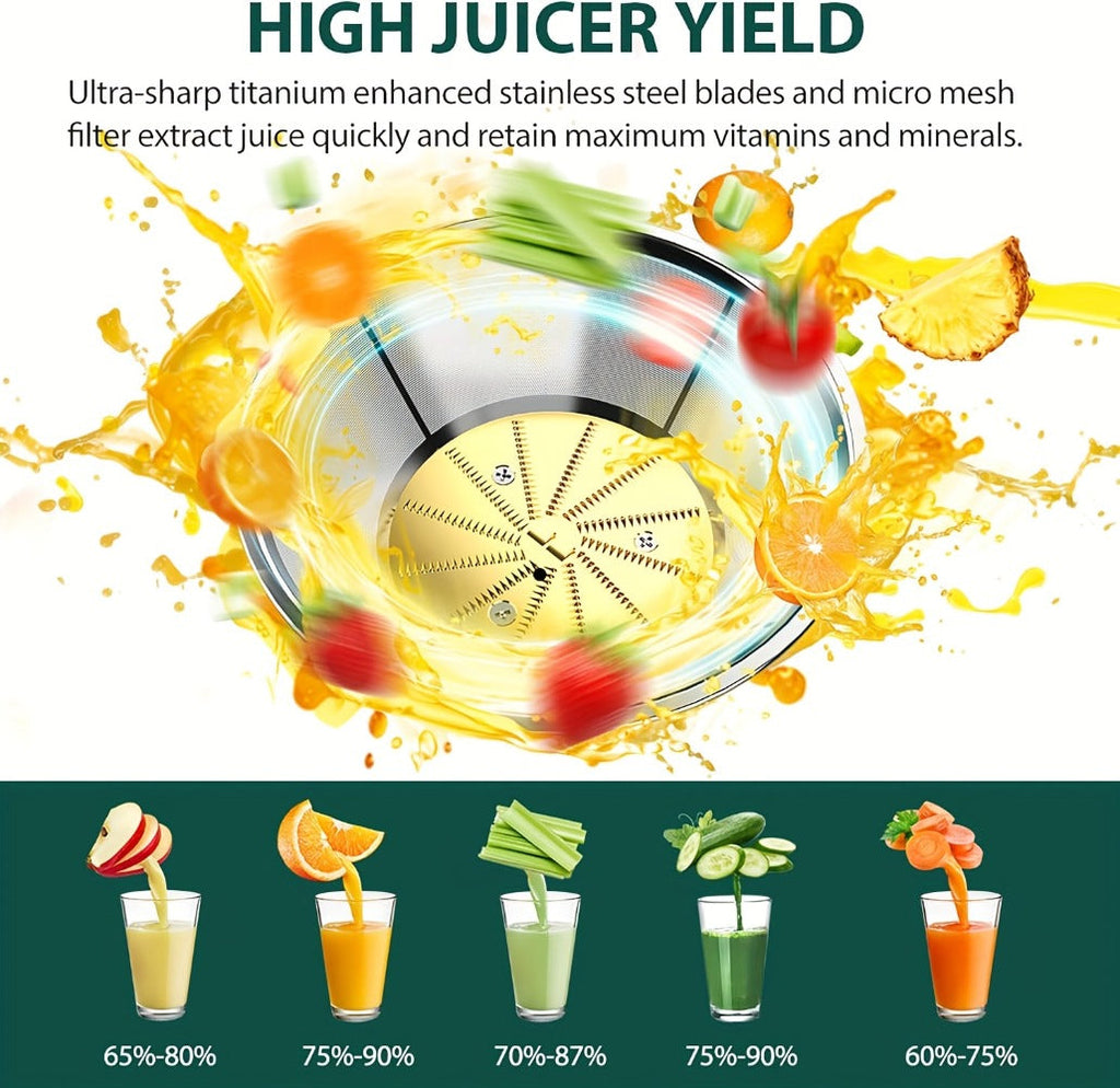 Centrifugal Juicer Machine 3-Inch Wide Mouth 3-Speed Settings ¨C High Juice Yield Fast Extraction for Fruits & Vegetables | Easy Clean Detachable Parts Food Processor Blender Kitchen Appliance