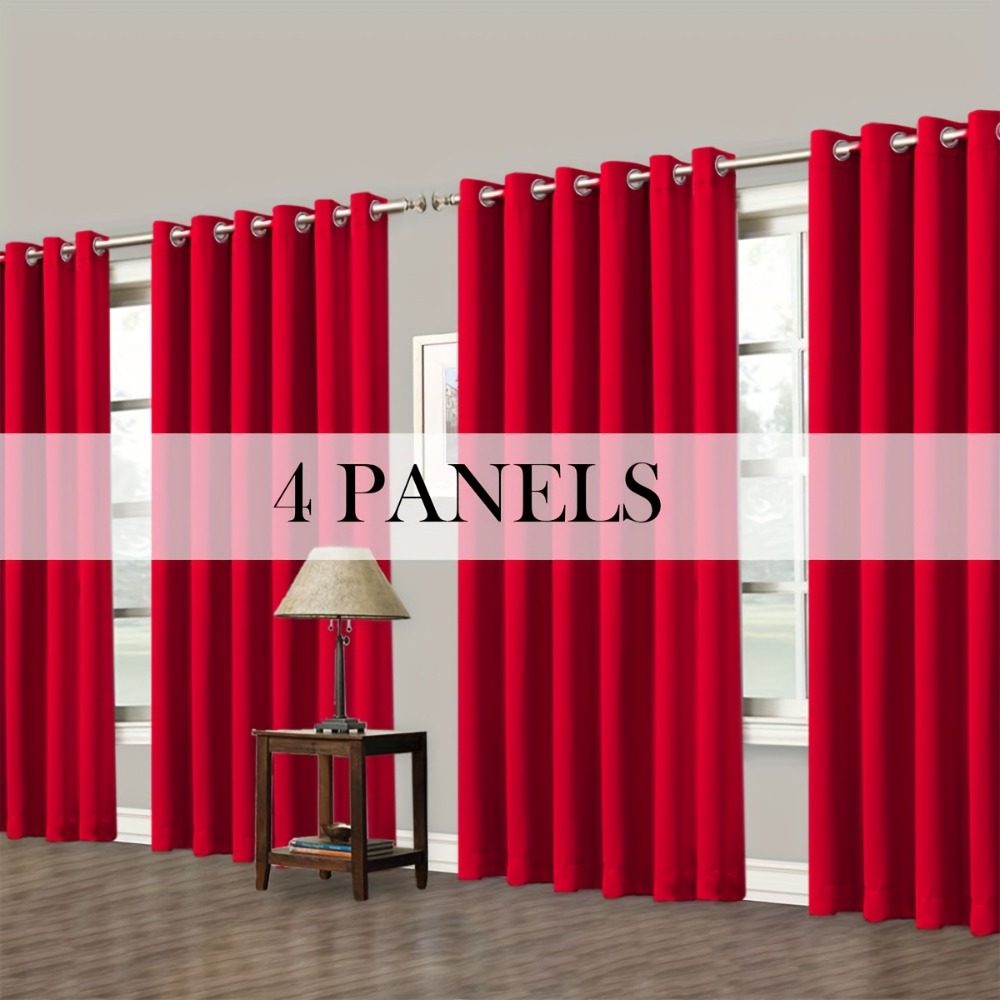 Blackout Curtains Grommet Top Room Darkening Window Drapes 4 Panels Set Living Room Bedroom