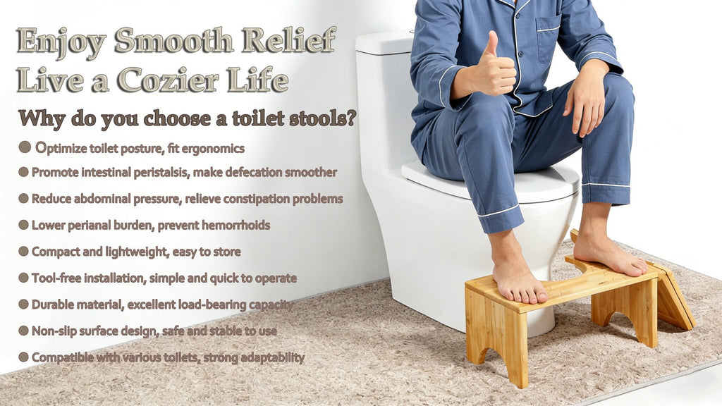 Toilet Stool Foldable Bamboo Squatting Stool ¨C Ergonomic 7-Inch Height for Natural Constipation Relief | Collapsible Non-Slip Bathroom Footstool for Space Saving, Travel & Easy Storage