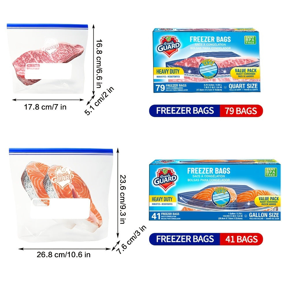 Freezer Storage Bags Resealable ¨C Sturdy Bulk Food Storage Bags with Easy-Open Tabs for Freezer & Refrigerator ¨C 0.25 Gallon, 1 Gallon & 2 Gallon for Fruits, Vegetables, Meats & Meal Prep