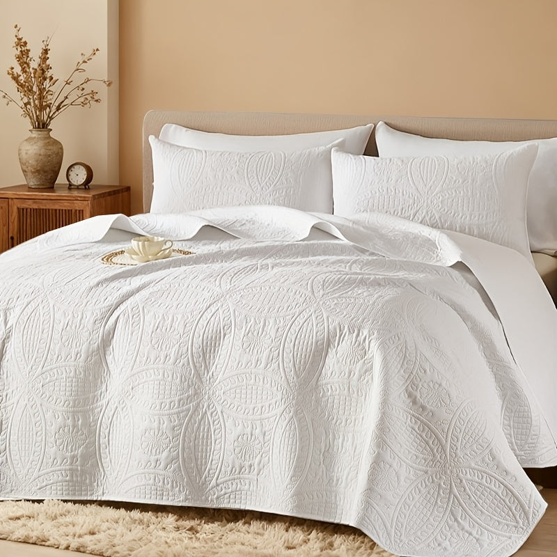Quilt Coverlet Set 2-3 Piece Lightweight Microfiber Bedspread Coin Pattern Soft Skin-Friendly Anti-Allergy Machine Washable Twin Full Queen King