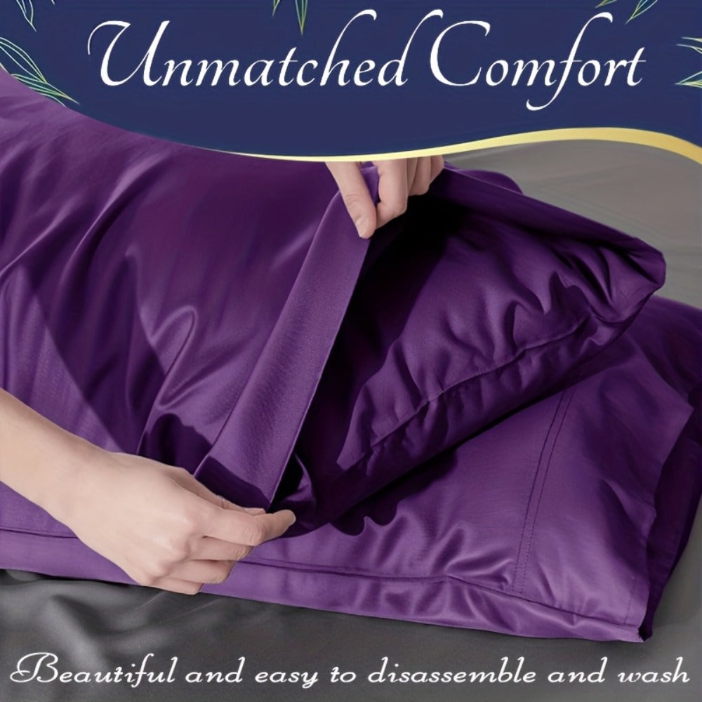 Bamboo Cooling Fitted Sheet Set 2300TC Deep Pocket All Season Bed Sheets | Ultra Soft Breathable Shrink-Resistant Flat Sheet Pillowcases Multiple Colors