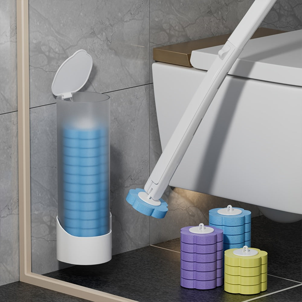 Disposable Toilet Brush Set with Replaceable Heads - 7-Piece Bathroom Cleaning Kit, Portable & Durable