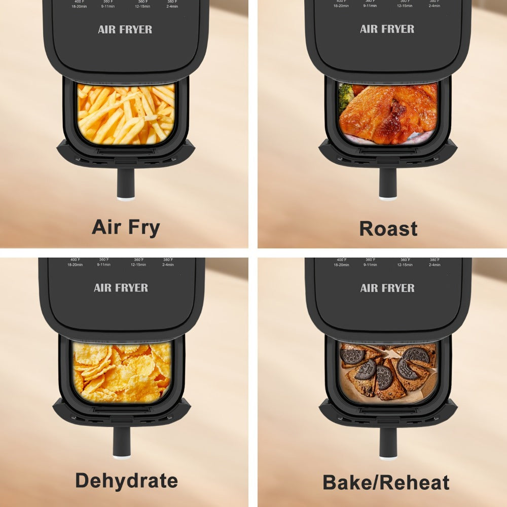 6 Quart Air Fryer with 8 Preset Functions ¨C 6-in-1 Large Capacity Air Fryer Oven with Smart Cook Program, Stainless Steel Rack, Viewing Window & Interior Light