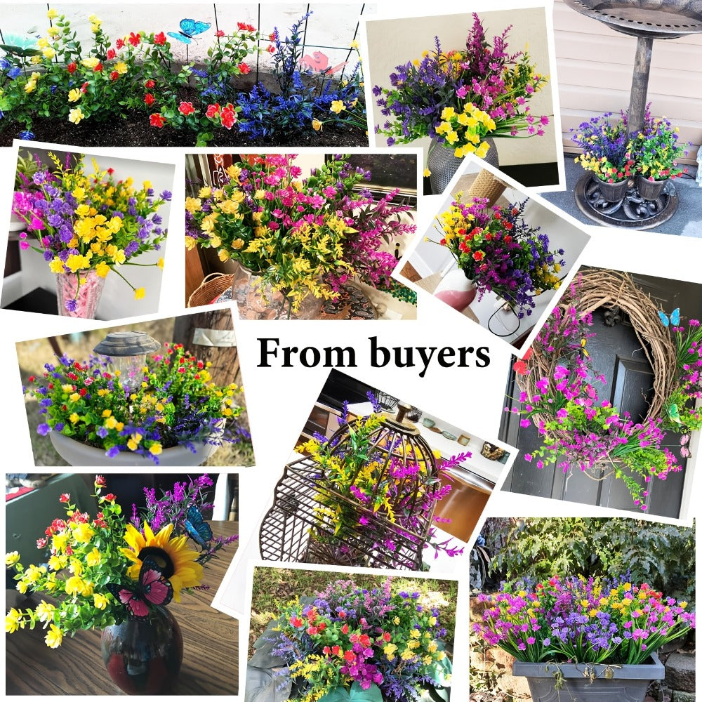 Artificial Flowers Outdoor UV Resistant Faux Daisy Bundles for Porch Patio Garden Decor - 9/18/27/36 Bundles Multicolor Realistic Fake Flowers Spring Summer Window Box Hanging Planter