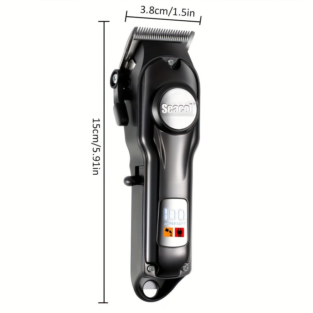 Men's Hair Clipper Set with T-Trimmer - USB Rechargeable Electric Hair Cutting Kit with LED Display, Cordless Grooming Combo for Beard Shaping, Fading & Detailing, Holiday Gift for Men, Red