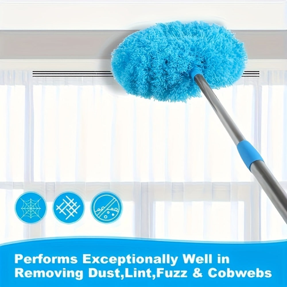 Ceiling Fan Cleaner Brush with Extension Rod ¨C Detachable Washable Ultra-Fine Microfiber Duster for High Ceilings, Fans, Furniture & Cars, Long Reach Dust Brush Cleaning Tool Set (Blue)