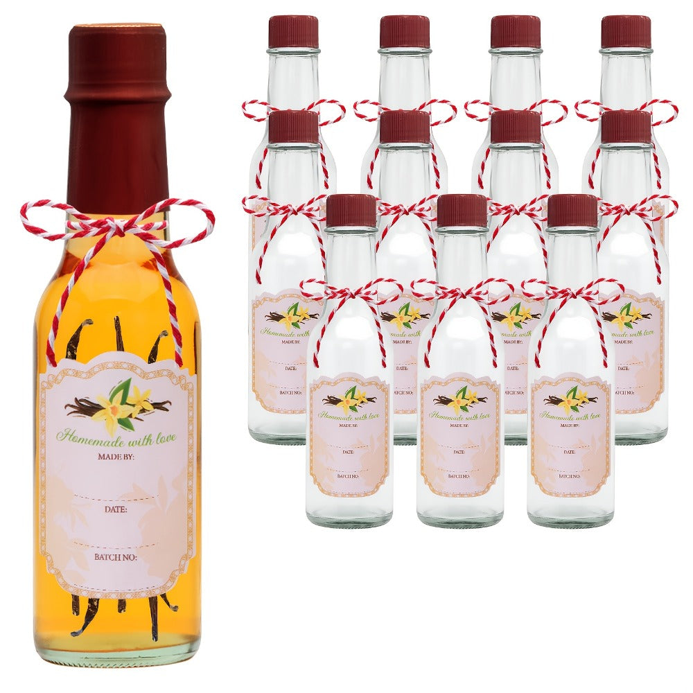 Small Sauce Bottles with Lids 5oz Sealed Inner Cover Set for Hot Sauce Salad Dressing Tomato Sauce Blueberry Fruit Vinegar - Kitchen Storage Condiment Bottles 12 16 24 36 Pack