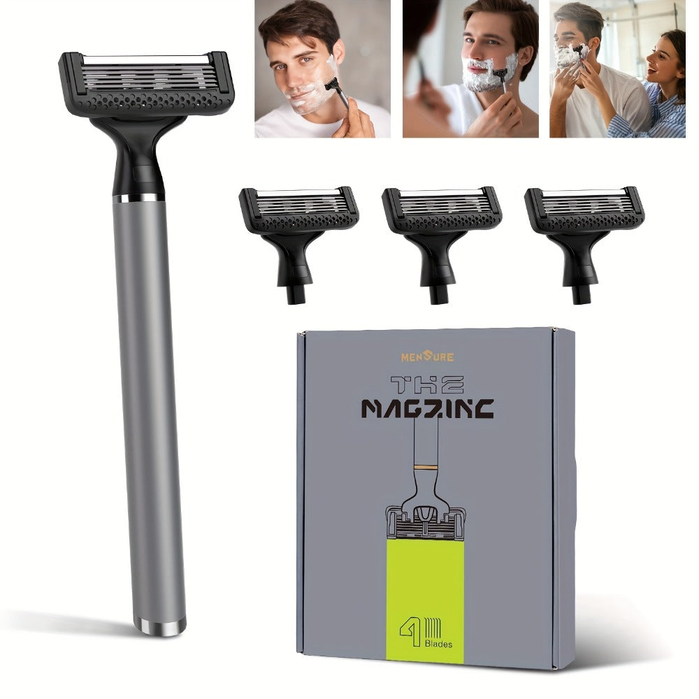 4-in-1 Men's Grooming Kit - Dragon Engraved Hair Clipper, T-Blade Trimmer, Nose Groomer & Shaver, 6000 RPM Motor, USB Rechargeable, LED Battery Display, Perfect Gift for Men