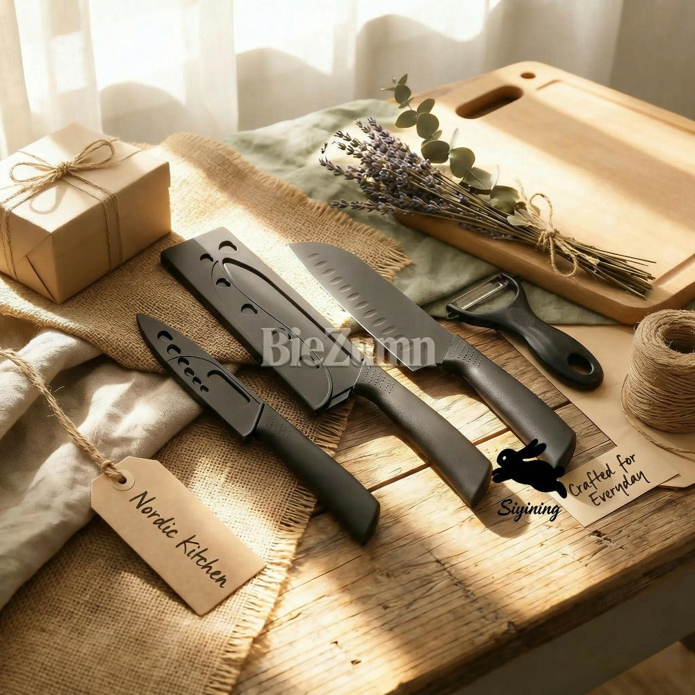Kitchen Knife Set 7-Piece Stainless Steel Professional Chef Knives with Boning Slicing Carving Peeler Butcher Knife & Scissors, Ultra-Sharp for Meat Fish Fruits Home & Pro Use