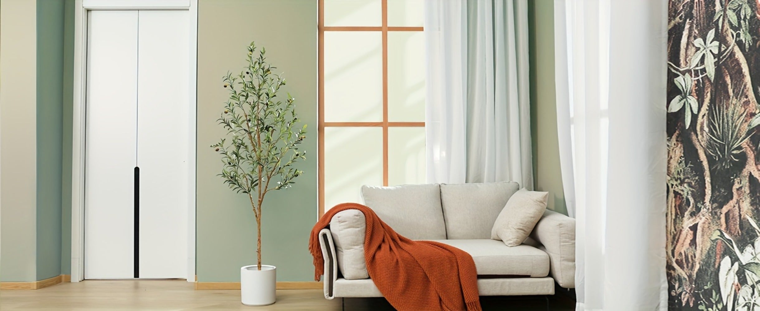 Artificial Olive Tree Potted Faux Plant Real Wood Trunk Lifelike Fruits Indoor Outdoor Home Office Decor Fake Silk Tree Multiple Sizes Available 4ft 5ft 6ft 7ft