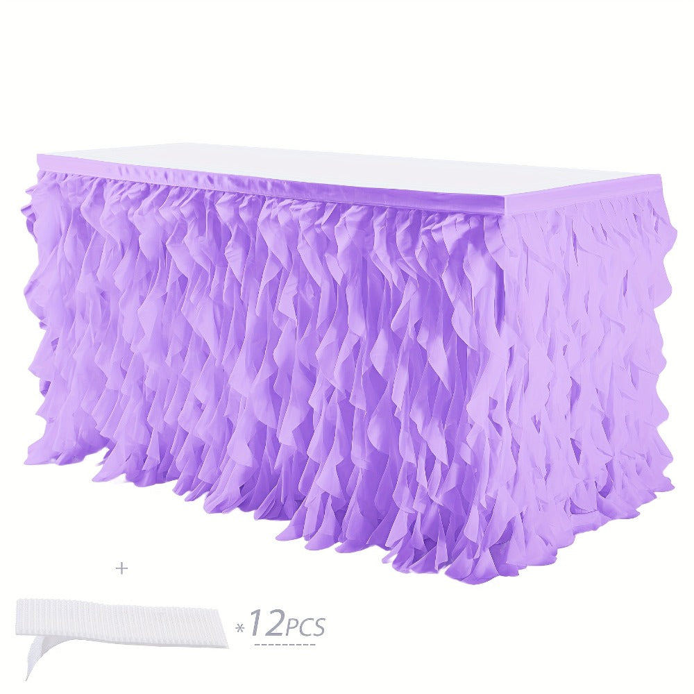 Tutu Table Skirt 6ft ¨C Ruffle Curly Willow Tulle Table Skirt for Rectangle & Round Tables, Birthday Party, Wedding, Baby Shower, Christmas & Halloween Decoration, Multiple Colors